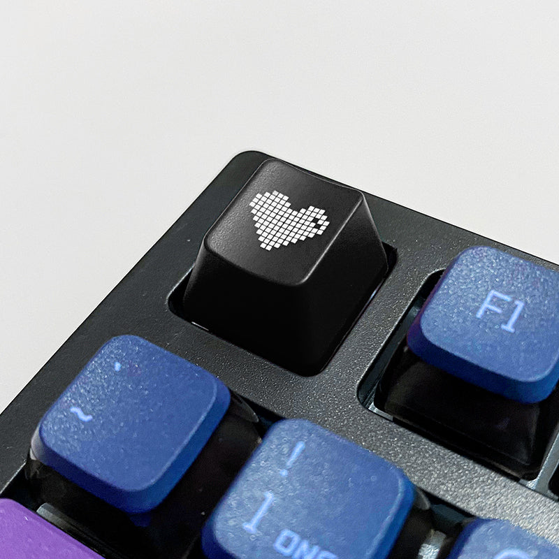 Transparent pixel heart, ABS plastic material, multiple key positions, personalized keycaps
