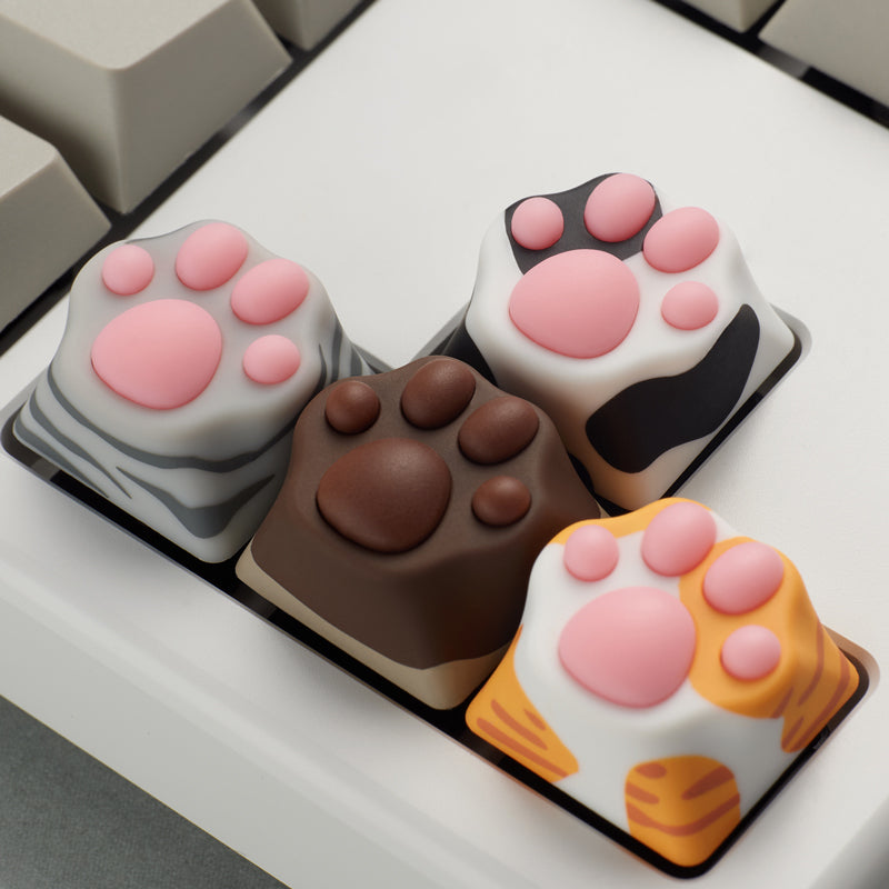Resin cute cat paws, silicone meat pad personalized keycaps, mechanical keyboard decorative keycaps