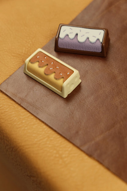 Delicious cake, 2U leather+resin personalized keycaps, mechanical keyboard decorative keycaps, food art creative keycaps