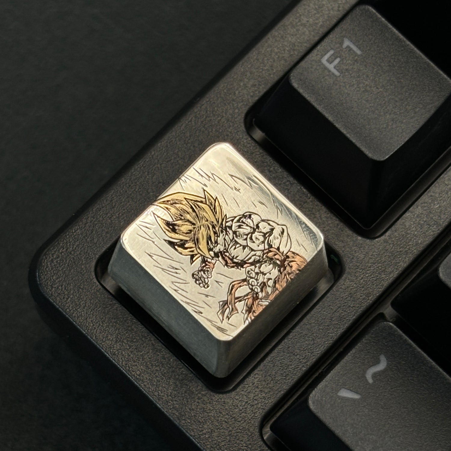 Collection of pure silver hand carved personalized keycaps, hand carved inlaid custom art keycaps