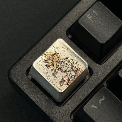 Collection of pure silver hand carved personalized keycaps, hand carved inlaid custom art keycaps