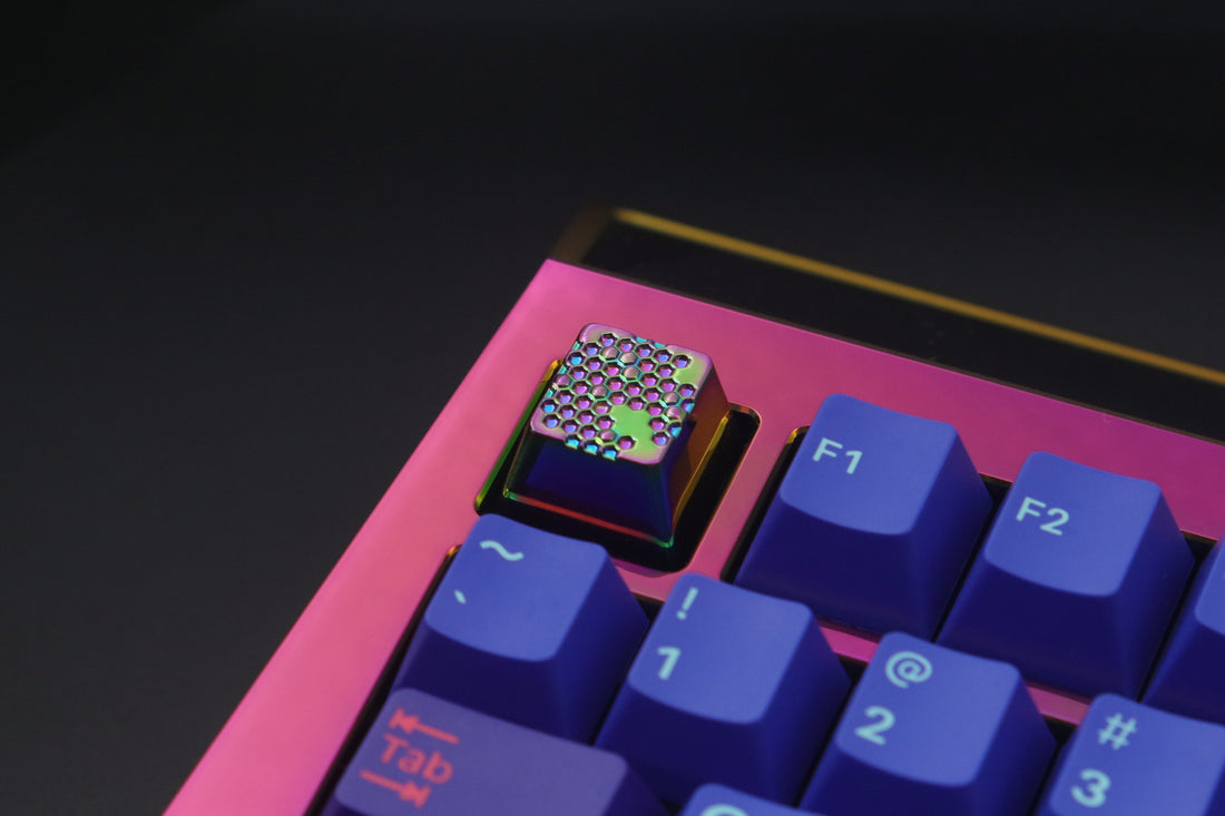 Prism honeycomb geometric art illusion silver plated zinc aluminum alloy metal personalized keycaps