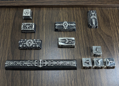 Chrome Hearts style, Metal retro patterned personalized keycaps, trendy and fashionable with decorative keycaps