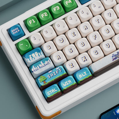16 bit keycaps, all five sided thermal sublimation small circular pixel machine style mechanical keyboard keycaps
