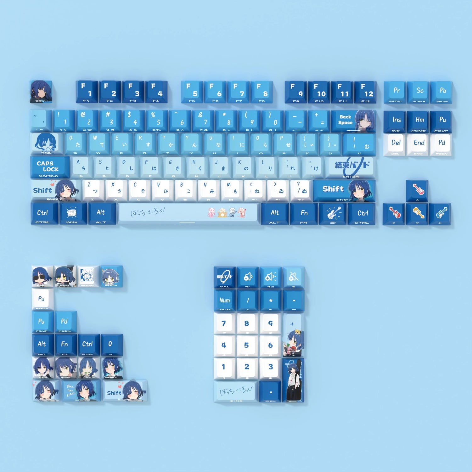 BOCCHI THE ROCK! Theme side engraved original translucent keycap small set PBT heat sublimation original height keycap set