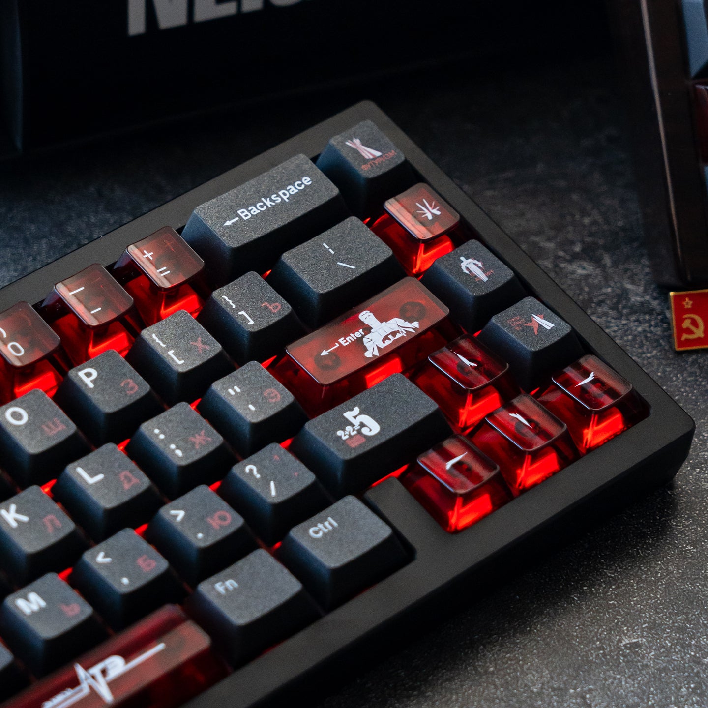 Original Design &quot;Soviet&quot; Theme Mechanical Keyboard Keycap Complete Set PBT Thermal Sublimation Original Factory Highly Personalized Keycap Set