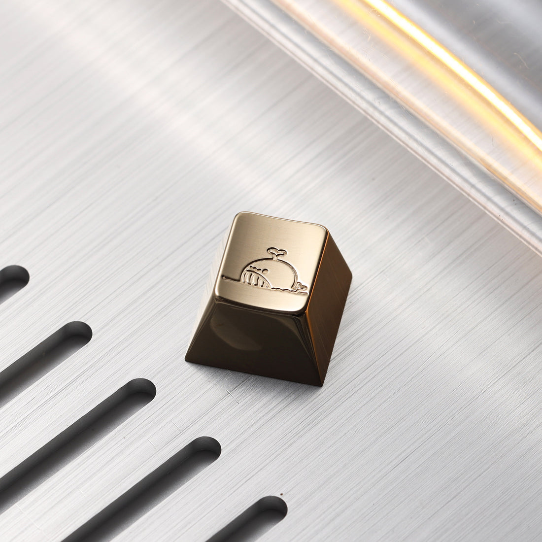 Whale minimalist design, metal carved personalized keycaps, creative decorative keycaps