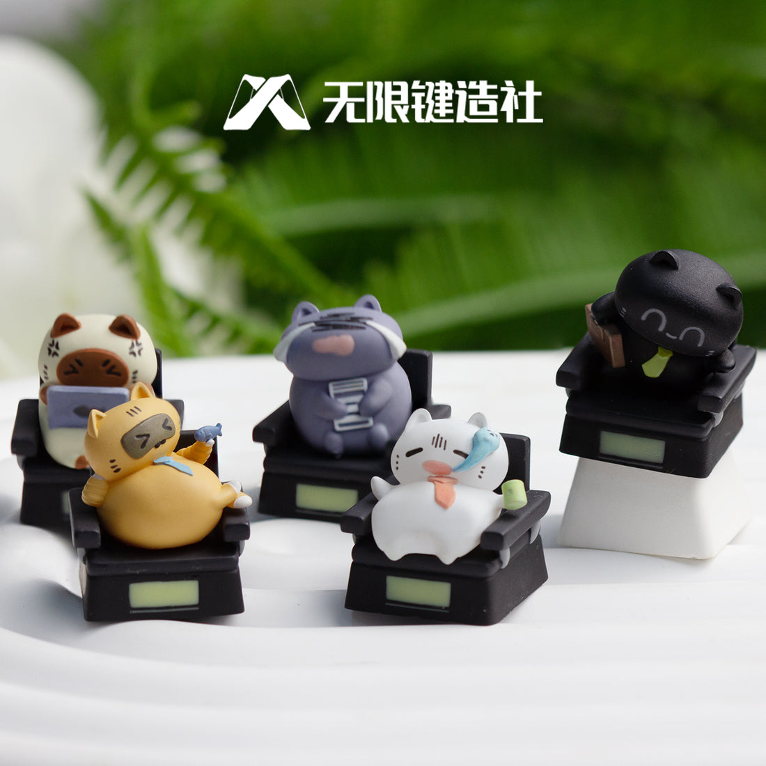 Office work status theme, multi-color resin molded personalized keycaps, cute mechanical keyboard decorative keycaps