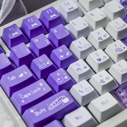 Snowy Mountain Strawberry Heartbeat Gradient Pink Transparent Mechanical Keyboard Keycaps Customization Complete Set PBT+PC Original Factory Height Set Keycaps