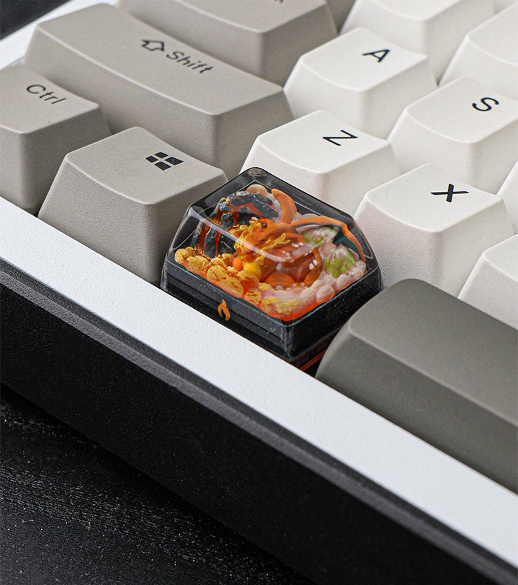 Pok é mon series, 1.25U Charizard, Crystal drops of glue, artisankeycaps, handmade custom personalized keycaps