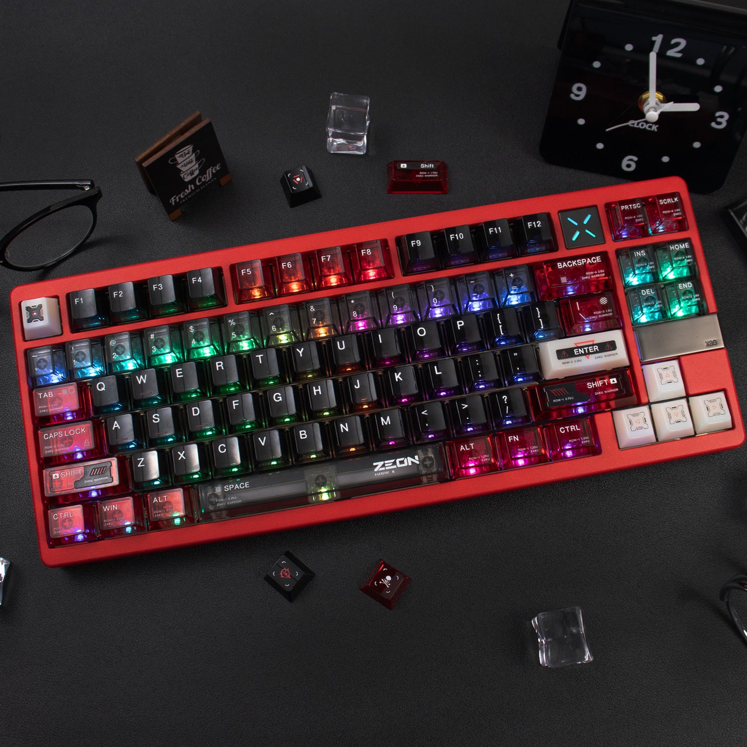 GUNDAM, ZAKU Warrior theme, original high PC transparent mechanical keyboard keycap UV printing creative personalized keycap set
