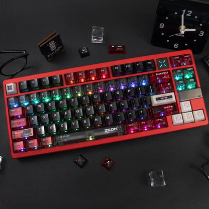 GUNDAM, ZAKU Warrior theme, original high PC transparent mechanical keyboard keycap UV printing creative personalized keycap set