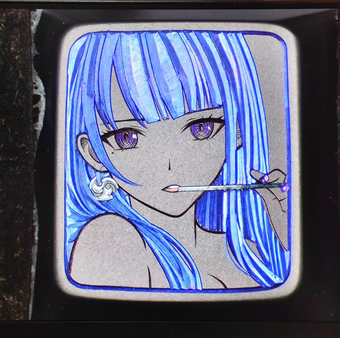 Hand carved titanium alloy anode coloring, anime and game culture creative metal hand carved keycaps collection