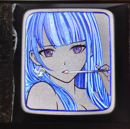 Hand carved titanium alloy anode coloring, anime and game culture creative metal hand carved keycaps collection