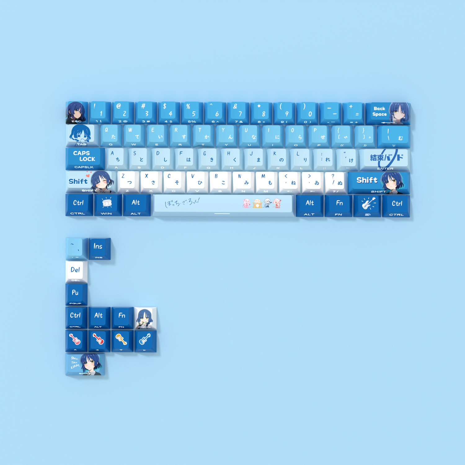 BOCCHI THE ROCK! Theme side engraved original translucent keycap small set PBT heat sublimation original height keycap set