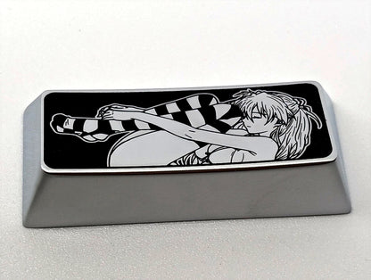 EVA, Asuka, 2.25U zinc alloy (customizable titanium alloy) personalized keycaps, anime and game creative decorative keycaps.