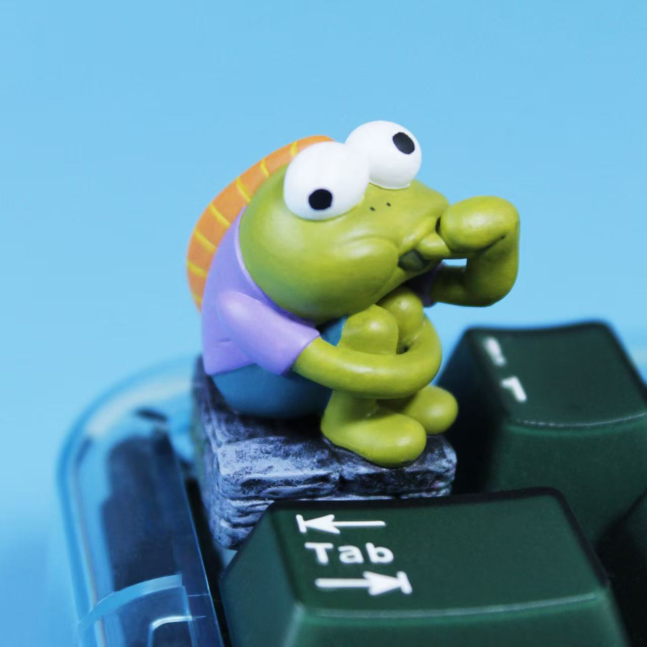 SpongeBob SquarePants， Cute fish sucking fingers, resin coated personalized keycaps, anime and game creative decorative keycaps