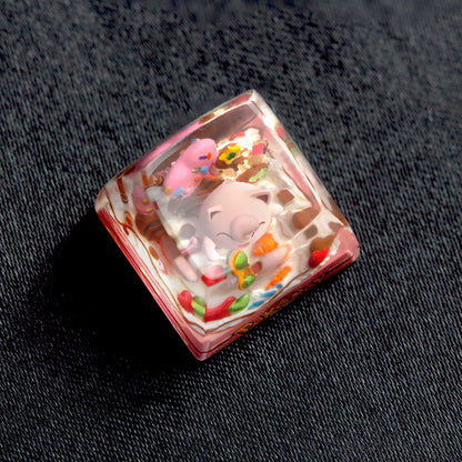Pok é  mon series,Jigglypuff， Crystal drops of glue material artisankeycaps, cute decorative keycaps