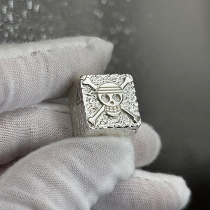 One Piece, grass hat Luffy logo, pure copper personalized keycaps, mechanical keyboard metal decorative keycaps