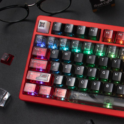 GUNDAM, ZAKU Warrior theme, original high PC transparent mechanical keyboard keycap UV printing creative personalized keycap set