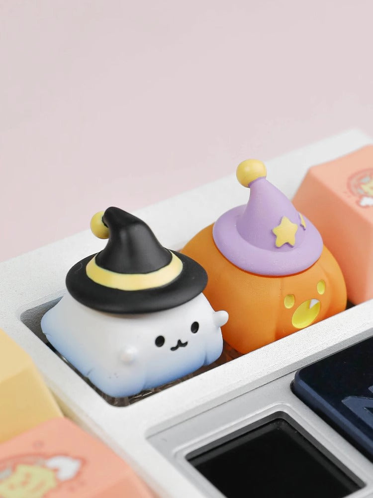 Cute Cloud Ghost, Wizard Pumpkin Elf, Resin Coated Personalized Keycaps, Cute Style Mechanical Keyboard Decorative Keycaps