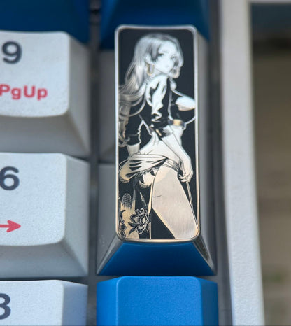 One Piece, Boa·Hancock， Titanium alloy pad with vertical 2U key positions in the digital area, metal carving cultural and creative keycaps for anime and games.