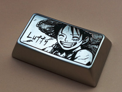 One Piece, Luffy Zinc Alloy Personalized Keycaps, 1U, 1.75U (caps) Metal Decorative Keycaps, Anime Game Character Peripheral Keycaps