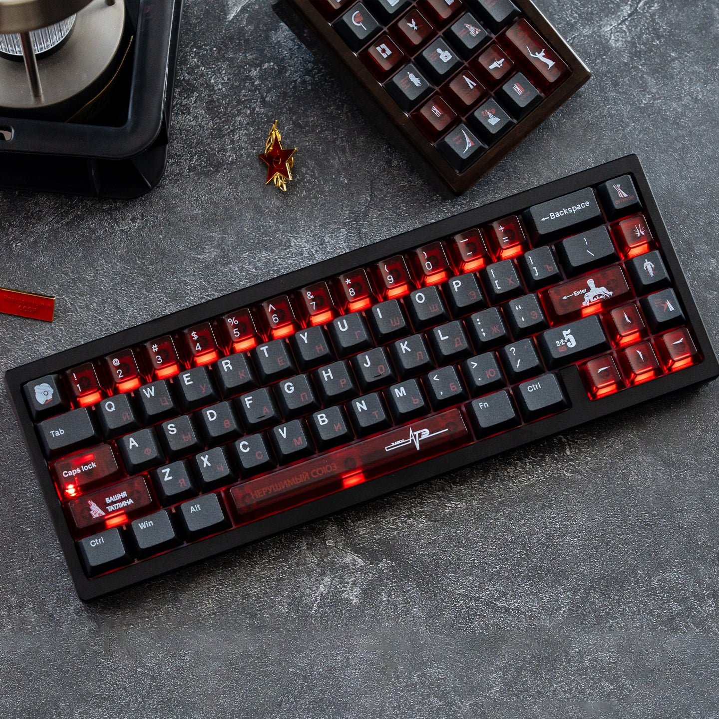 Original Design &quot;Soviet&quot; Theme Mechanical Keyboard Keycap Complete Set PBT Thermal Sublimation Original Factory Highly Personalized Keycap Set