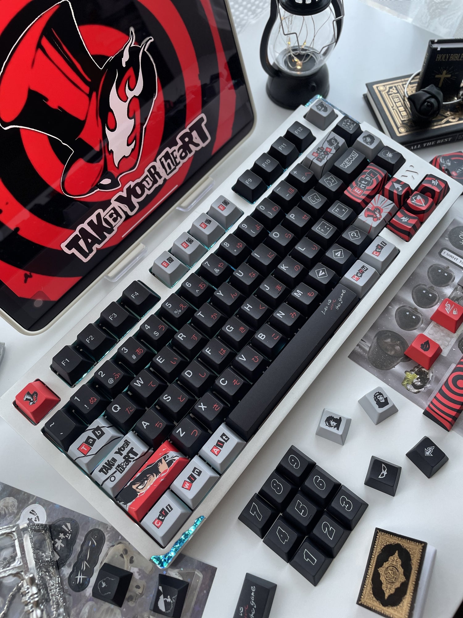 Persona 5, P5 Theme Keycap Game Anime Complete Set PBT Thermal Sublimation Cherry Original Factory Height Set Personalized Keycaps