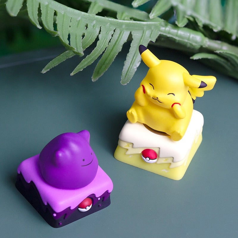 Pok é mon series, rotating style, multi-color resin molding, bearing rotation, cute cartoon personality keycaps, decorative keycaps.