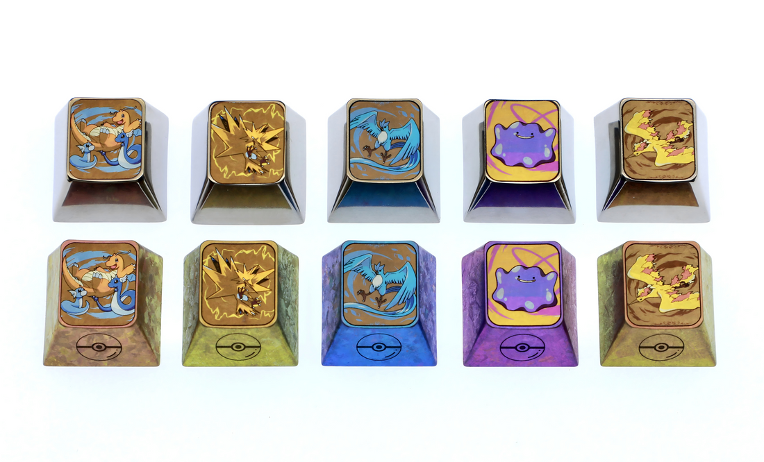 Pok é mon series titanium alloy carved 1U personalized keycaps, metal decorative keycaps, anime metal art keycaps