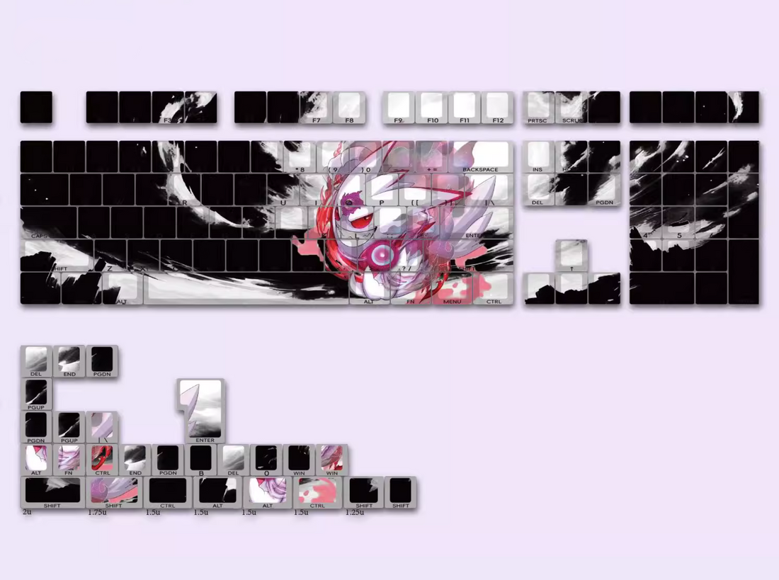 Flash gengar, pbt material set personalized keycaps, mechanical keyboard decorative keycaps.