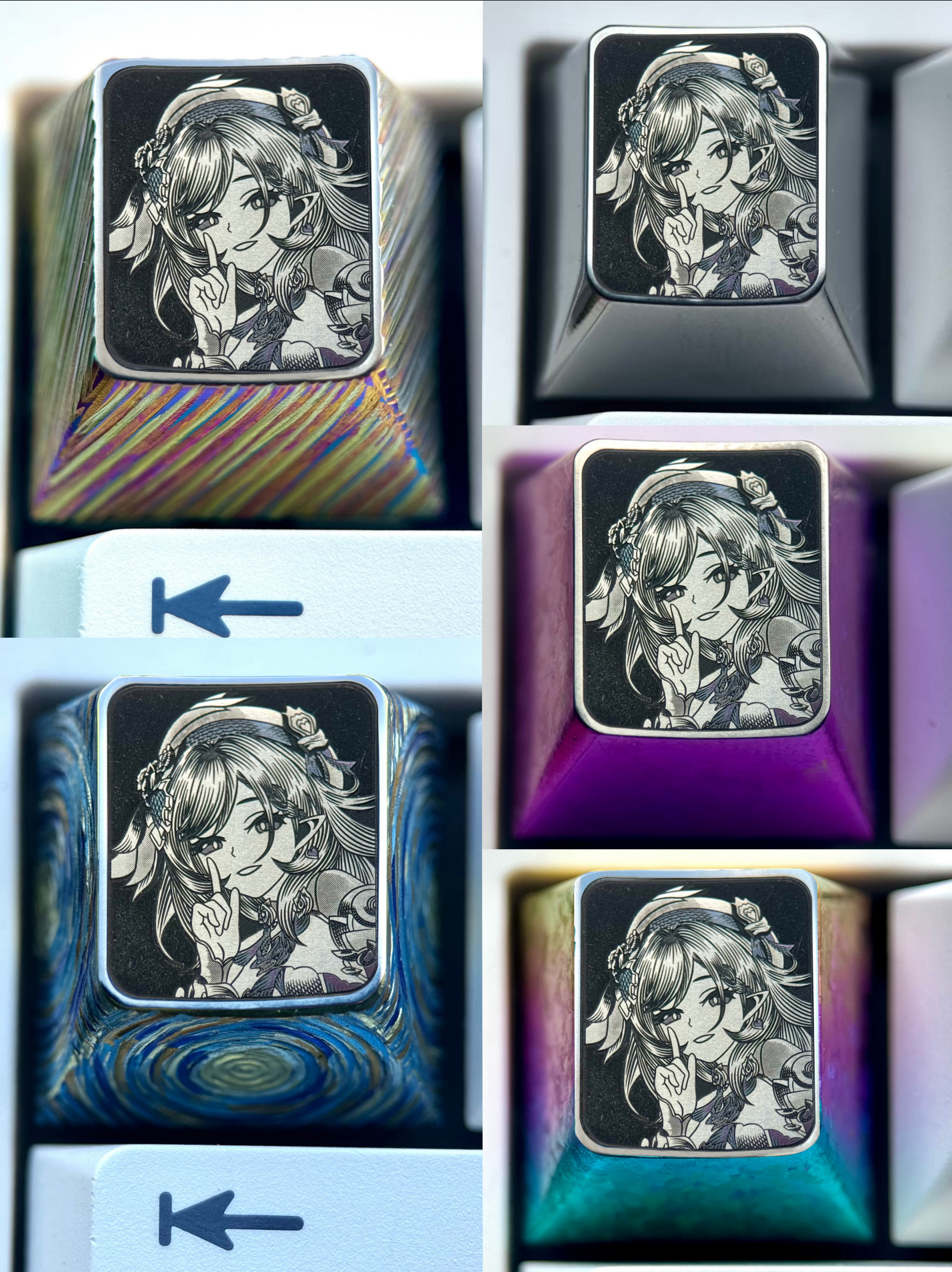 Honkai Impact 3, Elysia, 1U titanium alloy finely carved personalized keycaps, anime and game culture creative metal keycaps