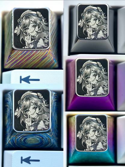 Honkai Impact 3, Elysia, 1U titanium alloy finely carved personalized keycaps, anime and game culture creative metal keycaps