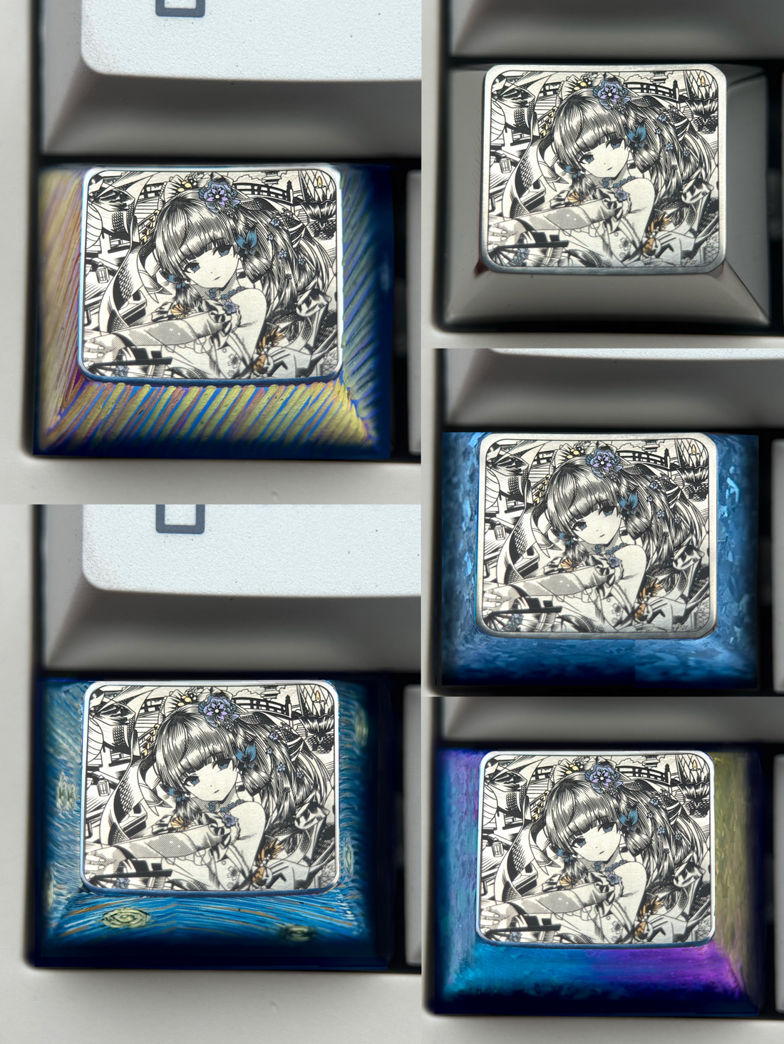 Genshin Impact, Kamisato Ayaka, 1.25U titanium alloy finely carved personalized keycaps, anime and game culture creative metal keycaps