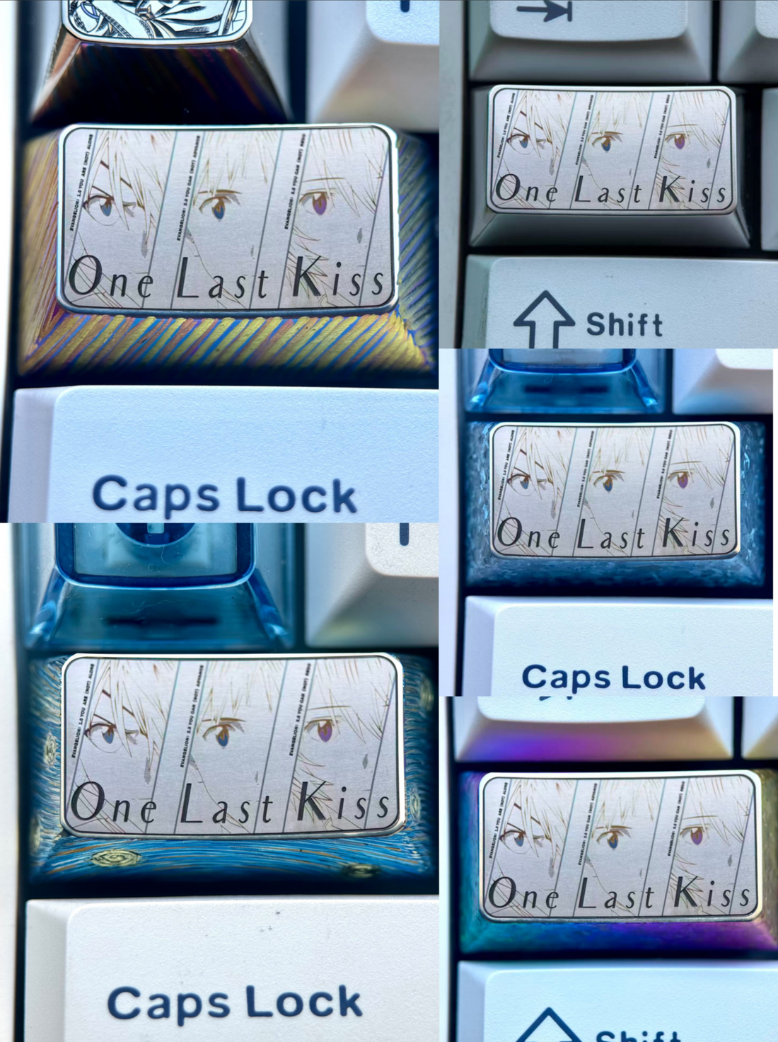 EVA， Protagonist team, ONELASTKIS, 1.75U titanium alloy personalized keycaps, metal carved keycaps for anime, gaming, cultural and creative peripheral.