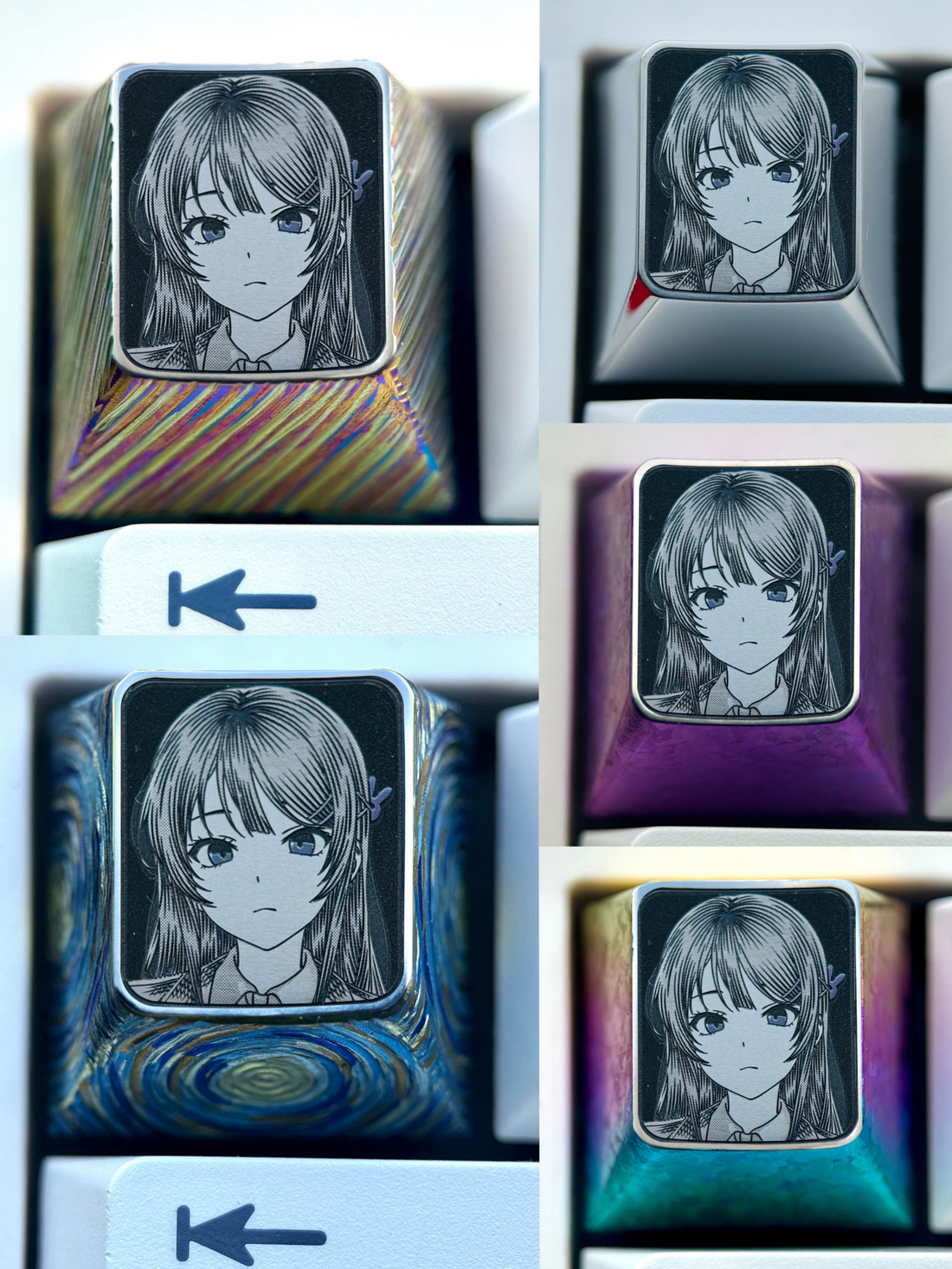 Sakurajima Mai, 1U titanium alloy finely carved personalized keycap, a mechanical keyboard decoration keycap for anime, novels, and games.