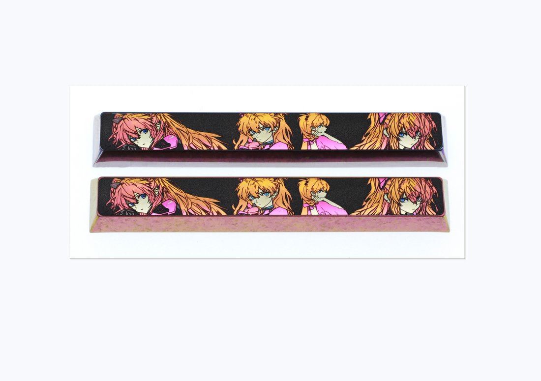 EVA, Asuka themed space, 6.25U/7U titanium alloy personalized keycaps, metal art keycaps for anime, gaming, cultural and creative peripherals.