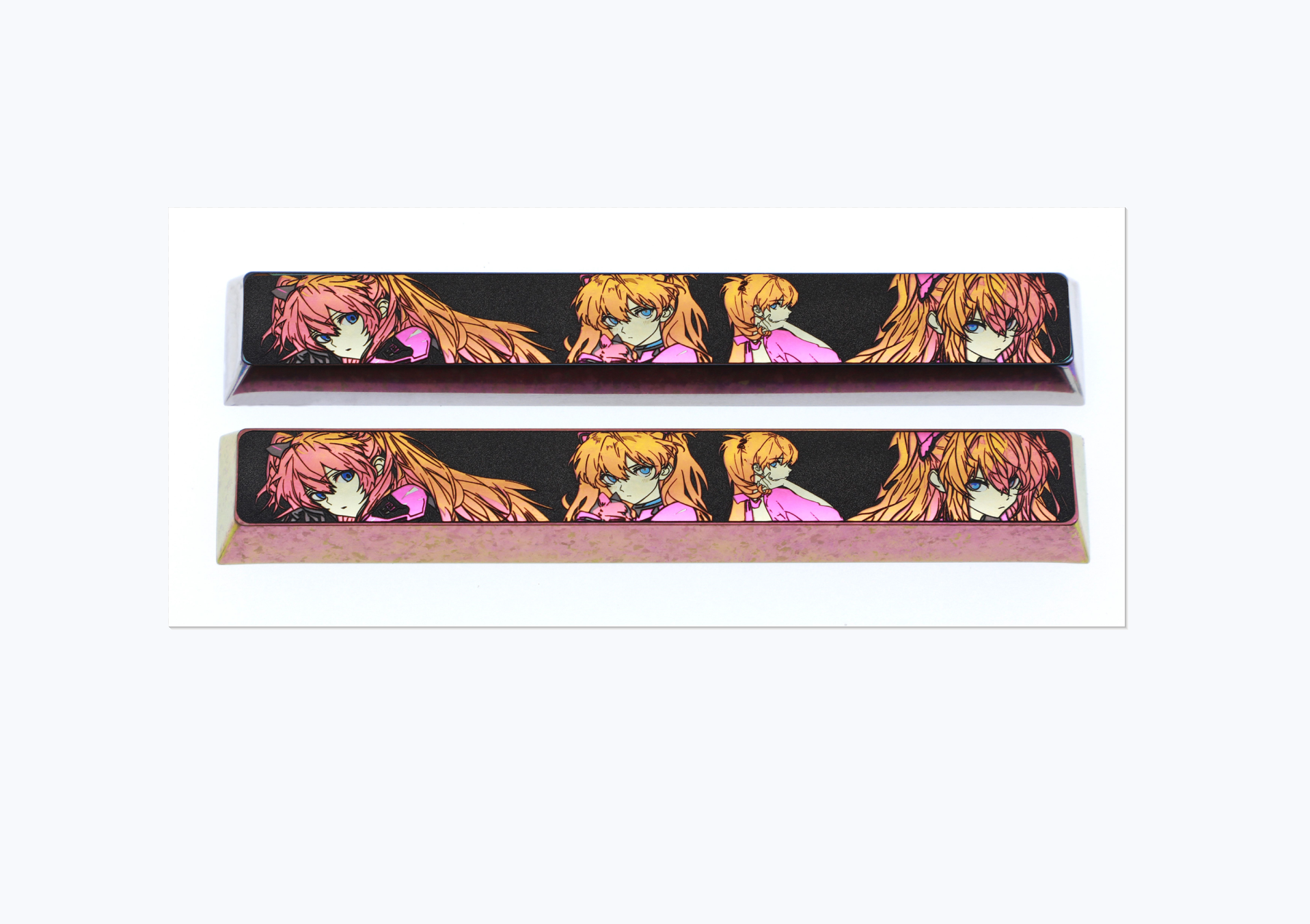 EVA, Asuka themed space, 6.25U/7U titanium alloy personalized keycaps, metal art keycaps for anime, gaming, cultural and creative peripherals.
