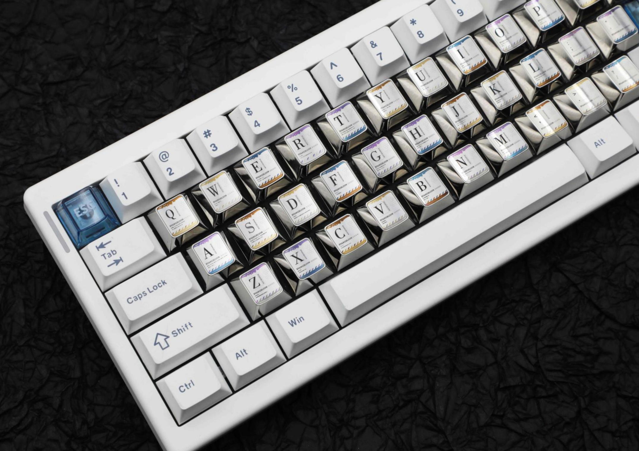 EVA theme, number area+letter area+character area, personalized design titanium alloy keycap set, anime and game culture creative peripheral decorative keycaps.