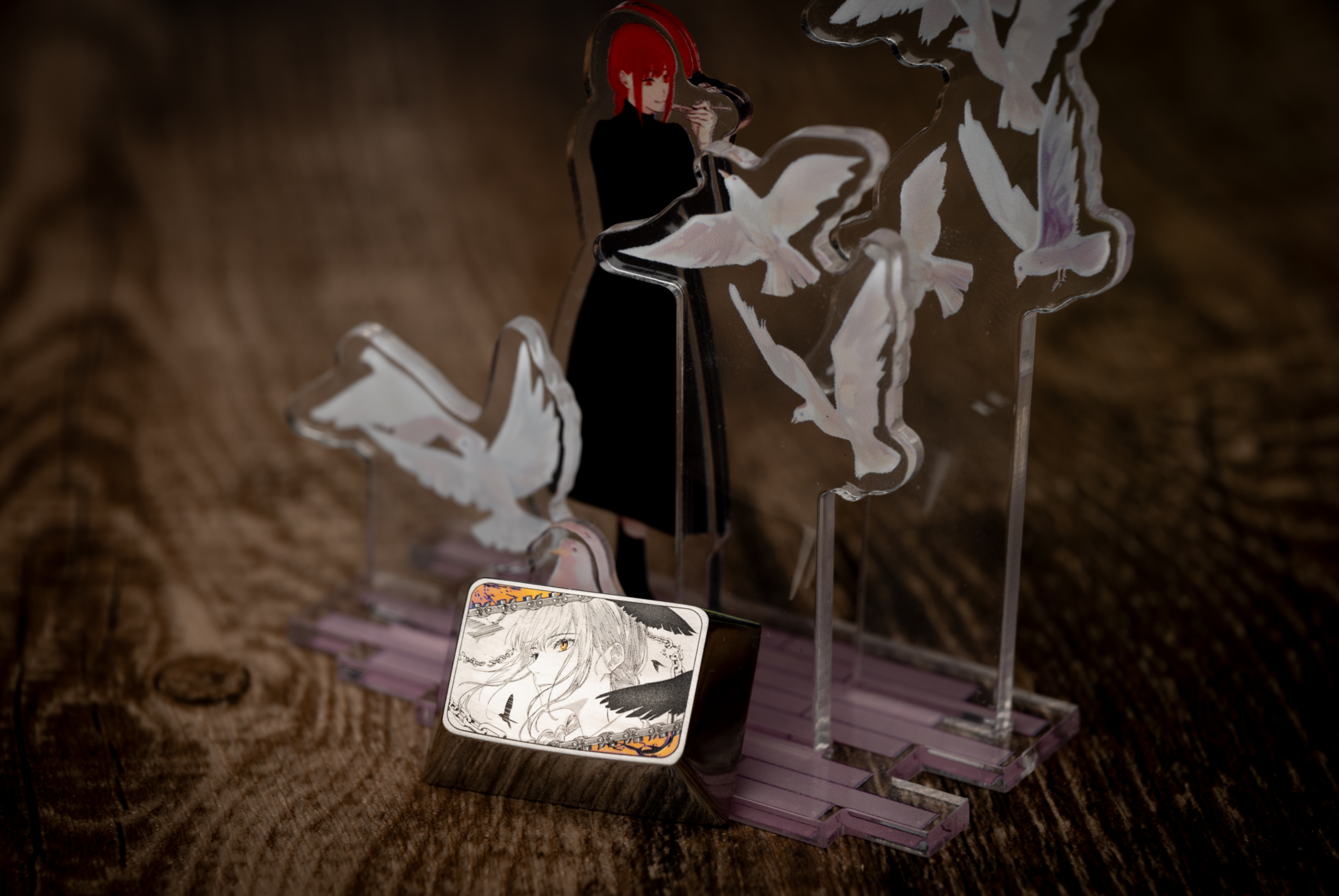 Chainsaw Man, Makima, 1.5U titanium alloy personalized keycaps, anime character creative peripheral metal carving custom keycaps