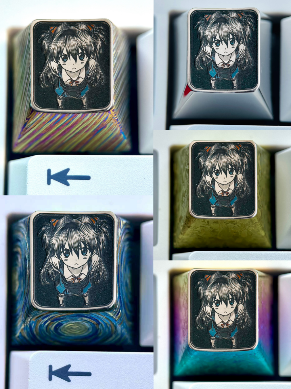 EVA， Exquisitely carved titanium alloy, overlooking Asuka, 1U anime, gaming, cultural and creative personalized keycaps, metal carved decorative keycaps