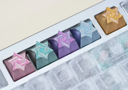 Hexagram star personalized keycap aluminum alloy CNC metal anode enamel color metal decorative keycap