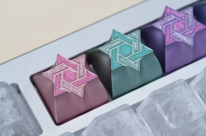 Hexagram star personalized keycap aluminum alloy CNC metal anode enamel color metal decorative keycap