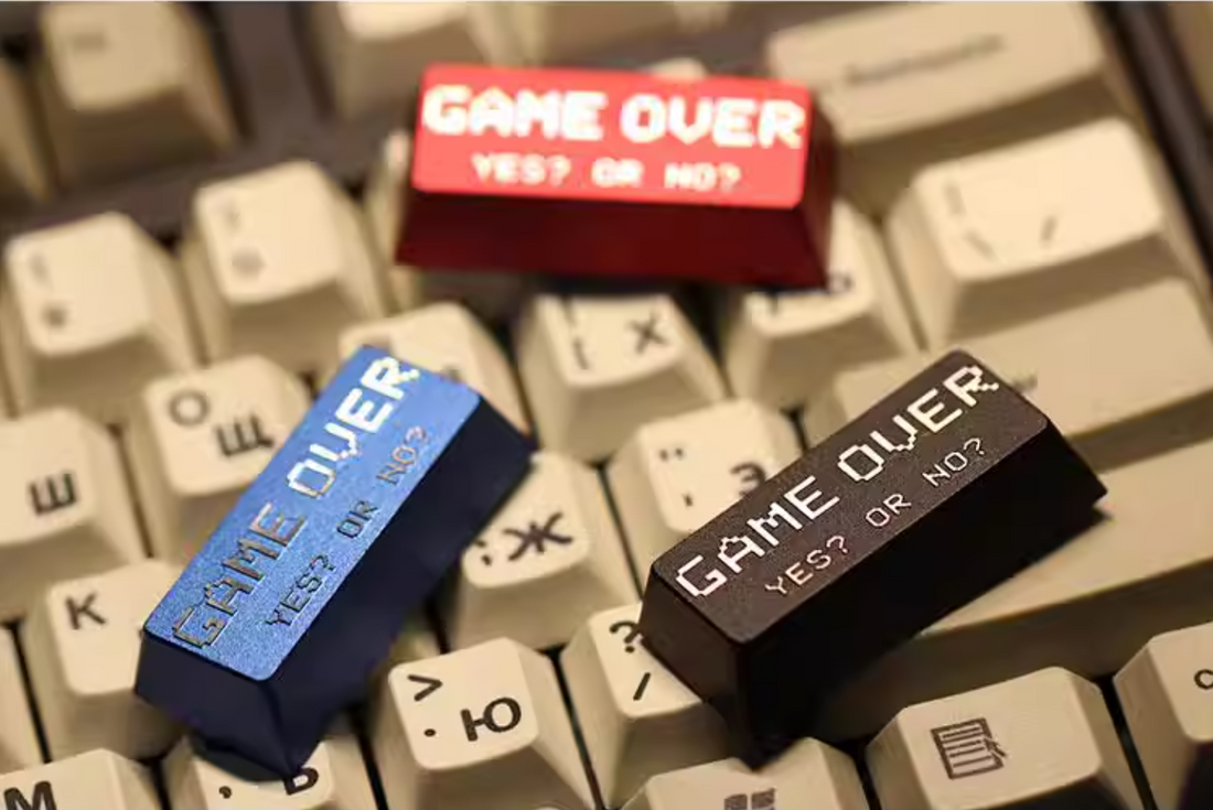 Game over, OEM high aluminum alloy metal anode version, cultural and creative mechanical keyboard decorative keycaps, 2.25U enter key personalized keycaps