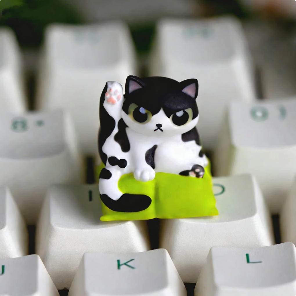 Shameful cat, multi-color resin personalized keycaps, blind box release, random styles, spoof style resin decorative keycaps
