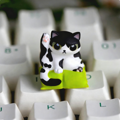Shameful cat, multi-color resin personalized keycaps, blind box release, random styles, spoof style resin decorative keycaps