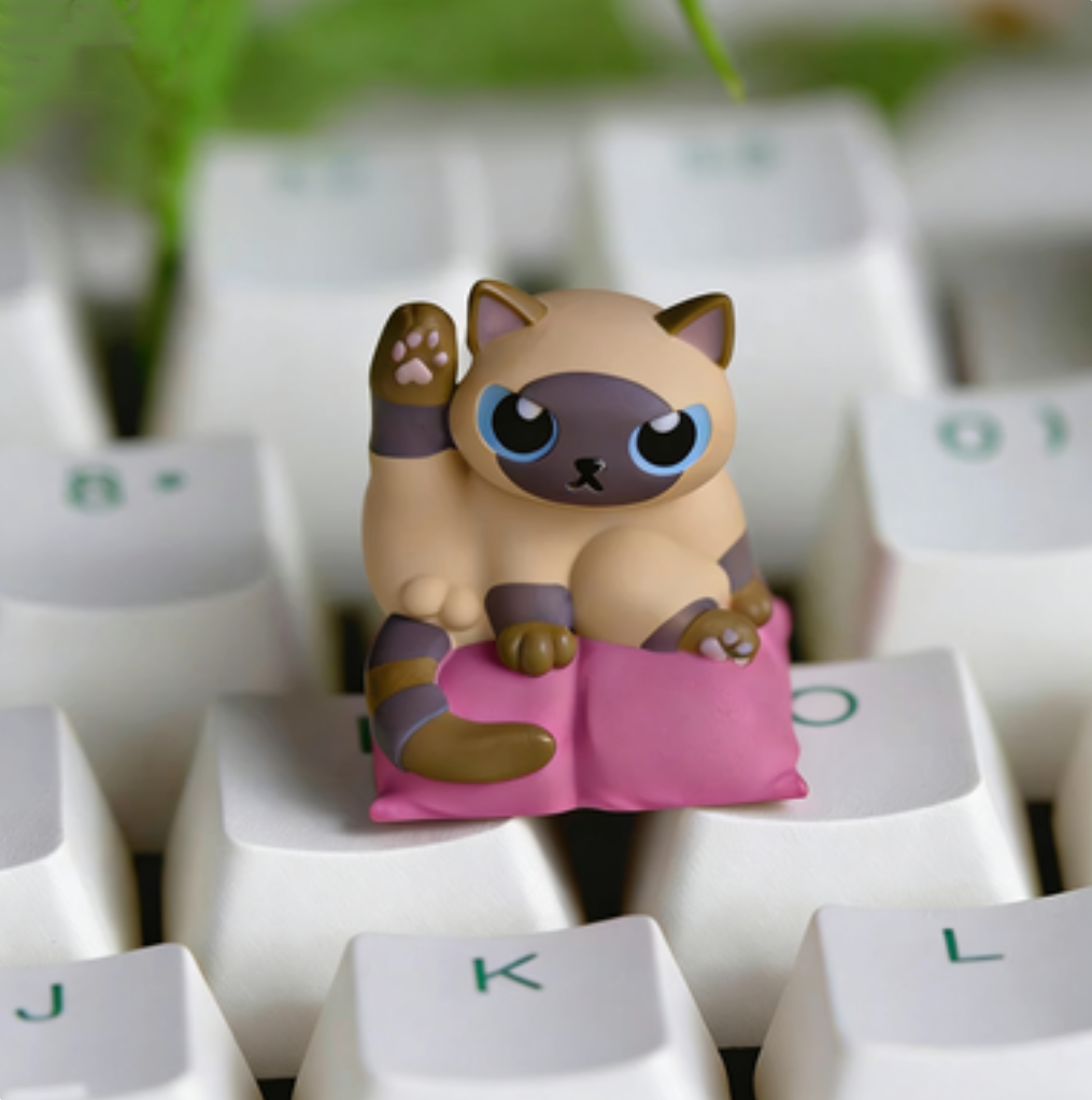 Shameful cat, multi-color resin personalized keycaps, blind box release, random styles, spoof style resin decorative keycaps