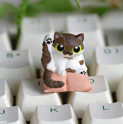 Shameful cat, multi-color resin personalized keycaps, blind box release, random styles, spoof style resin decorative keycaps