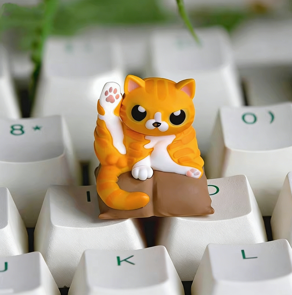 Shameful cat, multi-color resin personalized keycaps, blind box release, random styles, spoof style resin decorative keycaps